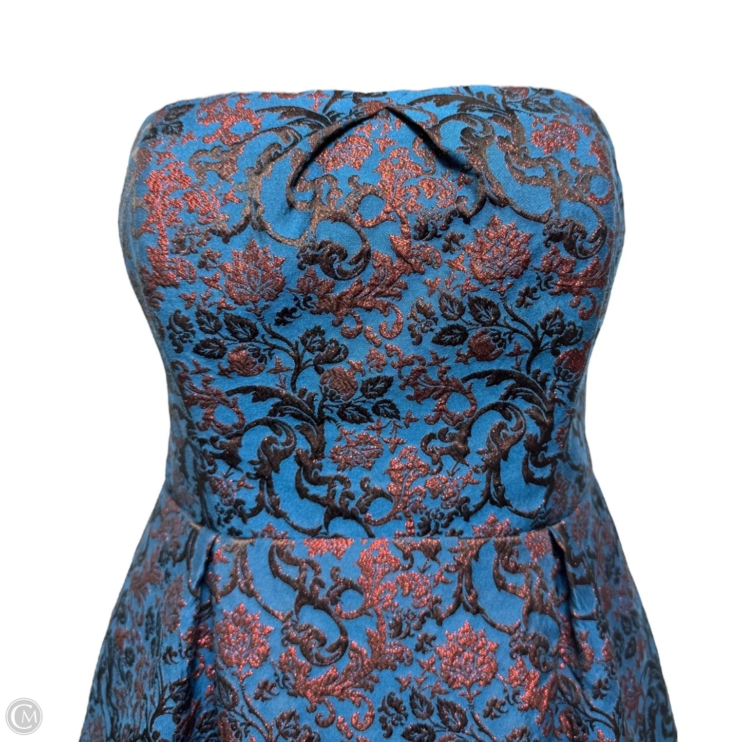 Paprika Brocade Strapless Dress By Leifnotes X Anthropologie In Blue & Red, Size: 4