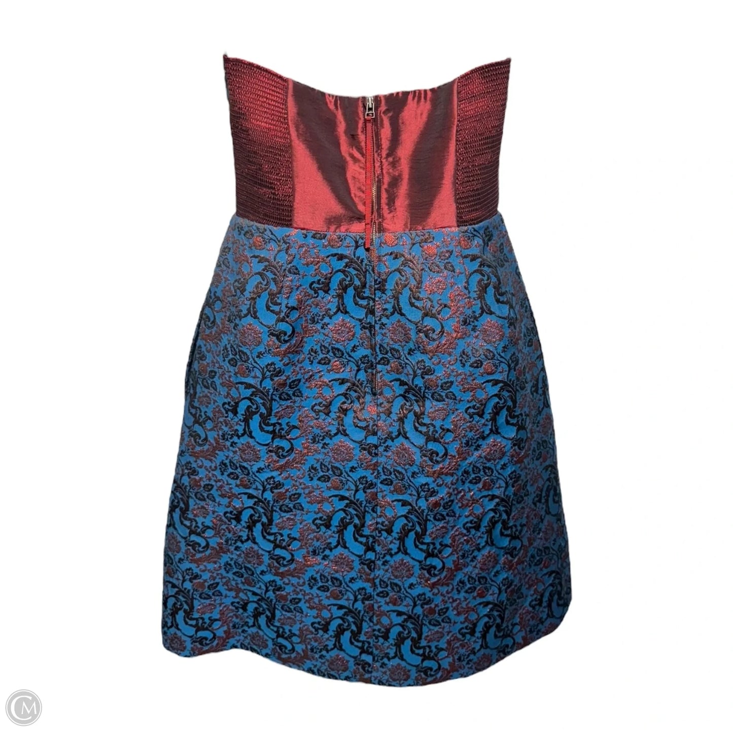 Paprika Brocade Strapless Dress By Leifnotes X Anthropologie In Blue & Red, Size: 4