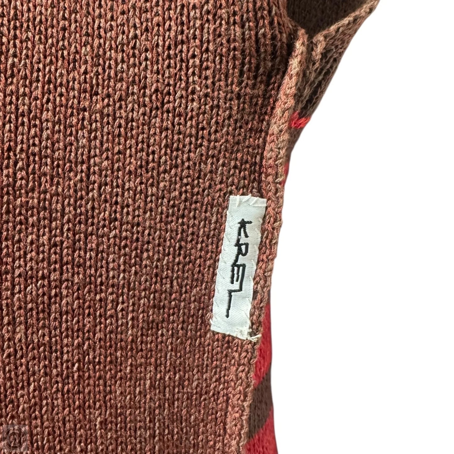 V Rib Sweater Dress By Krel In Brown & Red, Size: One size