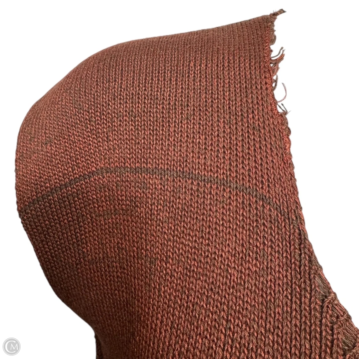 V Rib Sweater Dress By Krel In Brown & Red, Size: One size