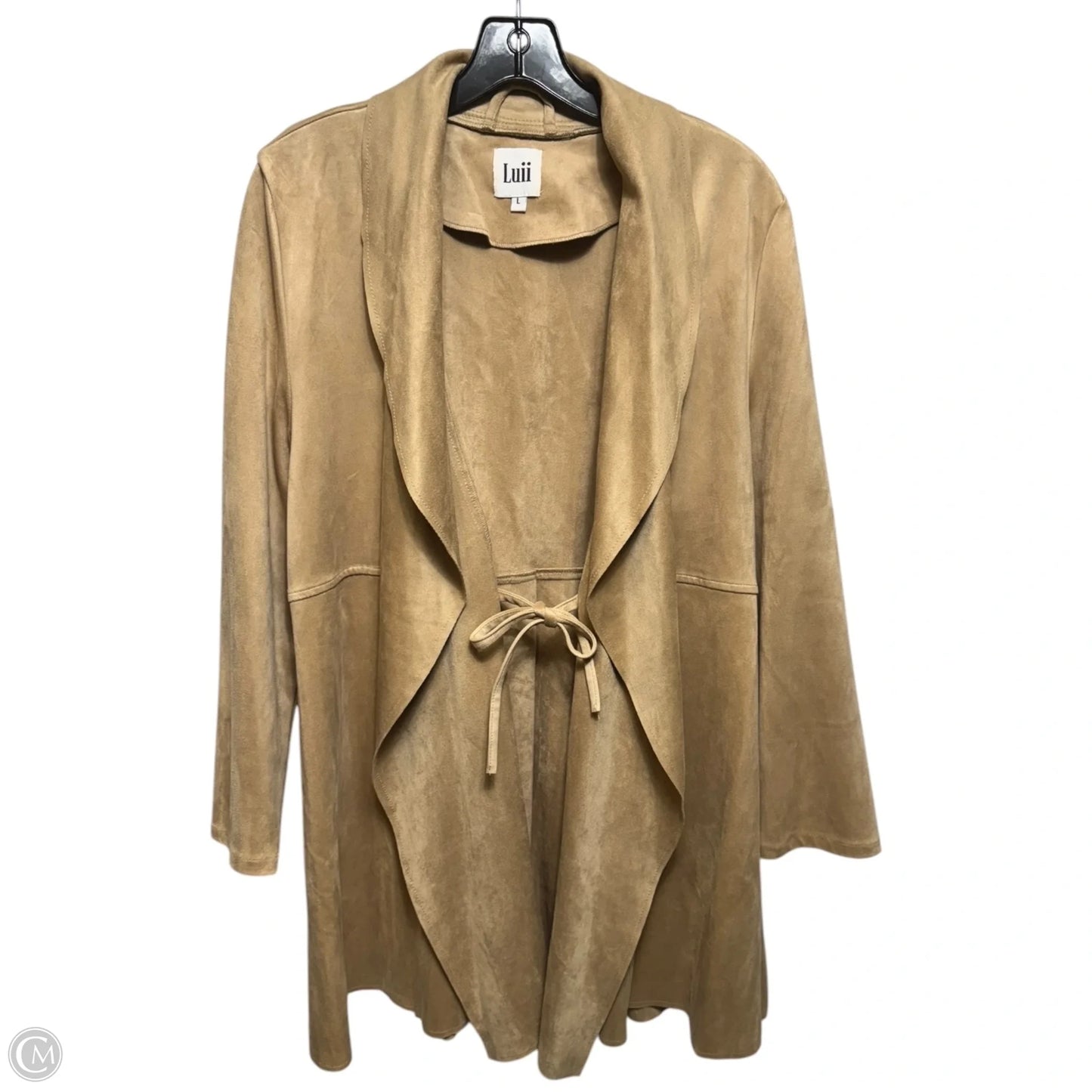 Faux Suede Duster Jacket By Luii In Tan, Size: L