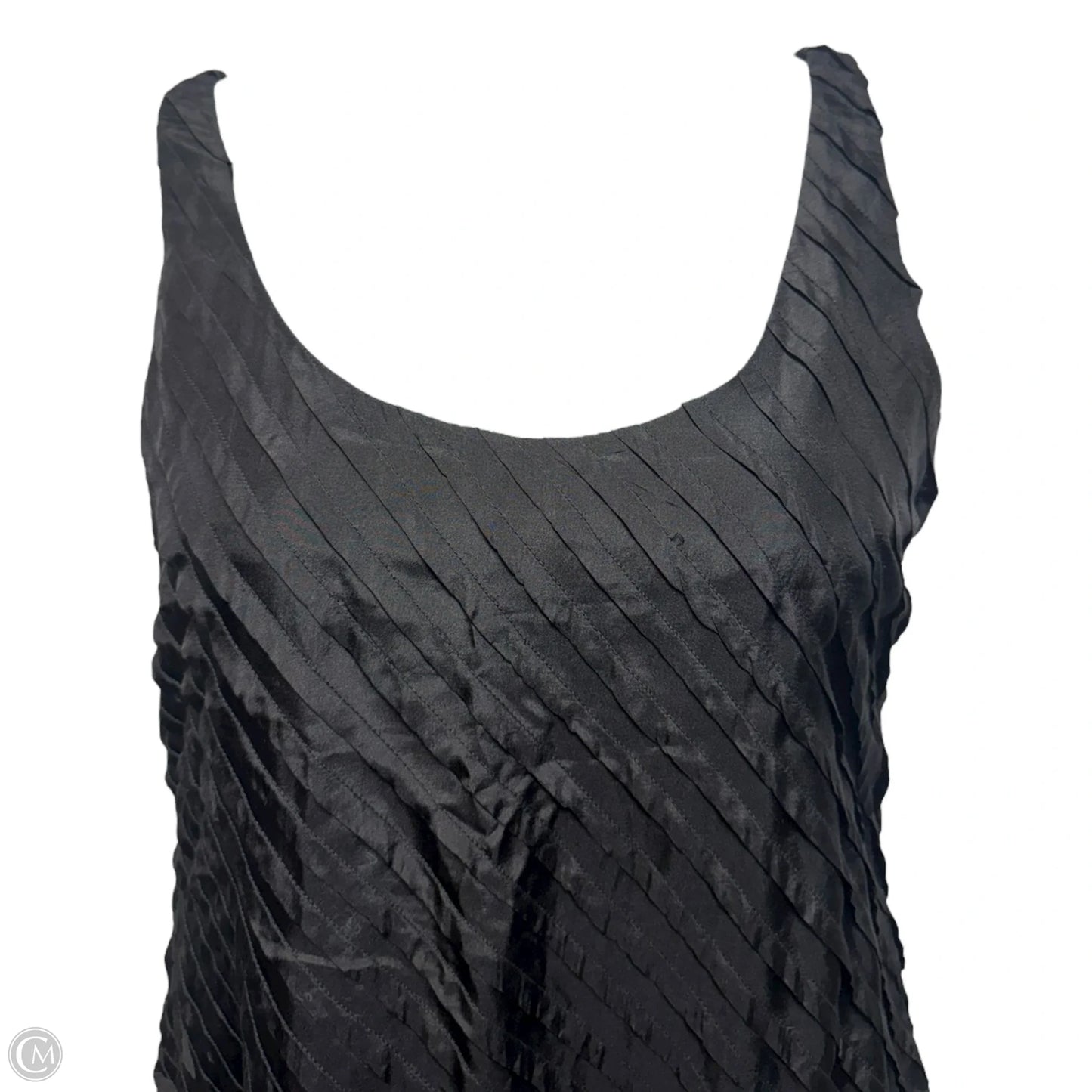 Diagonal Silk Ruffle Tank Dress By Eileen Fisher In Black, Size: 10