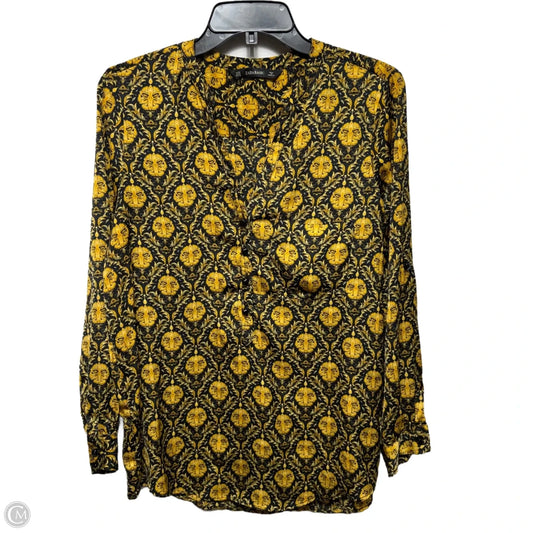 Top Long Sleeve By Zara Basic In Gold, Size: M