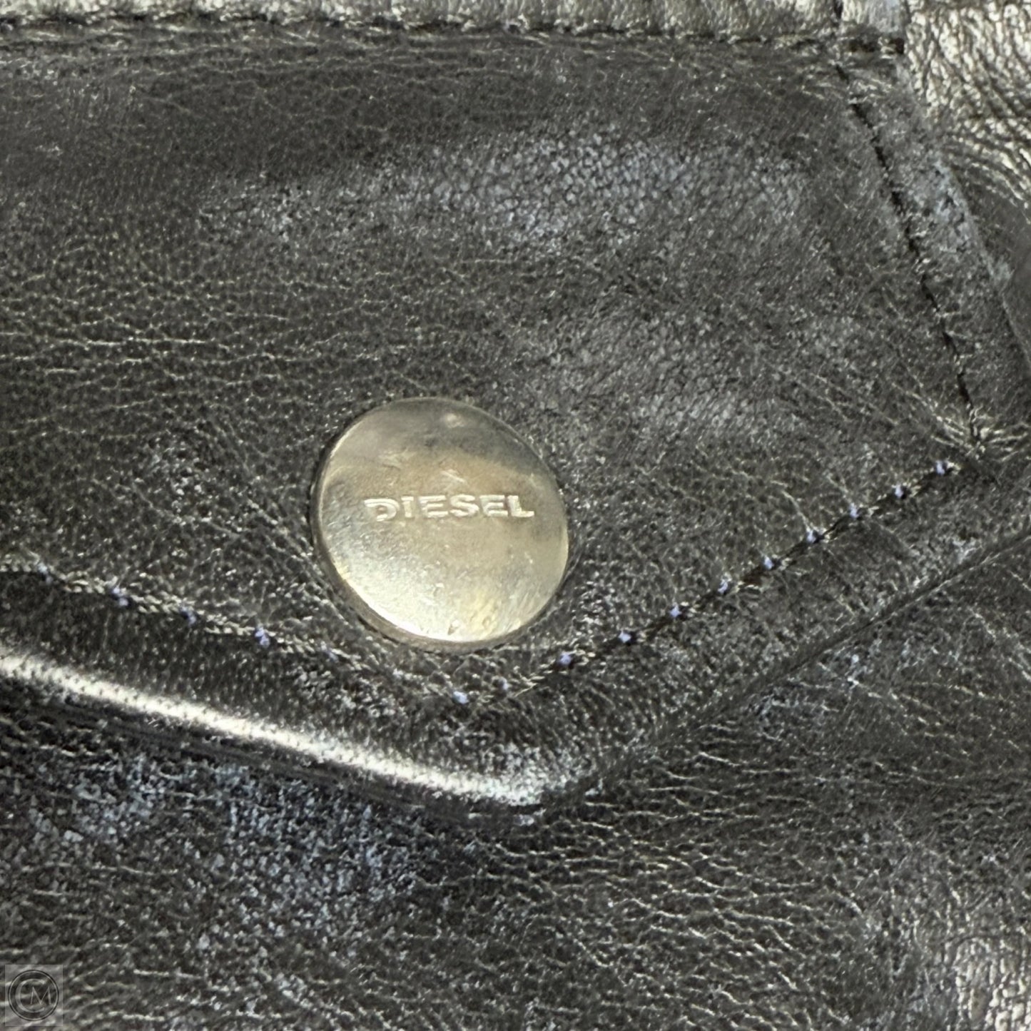 Leather Biker Jacket With Studs By Diesel In Black, Size: M