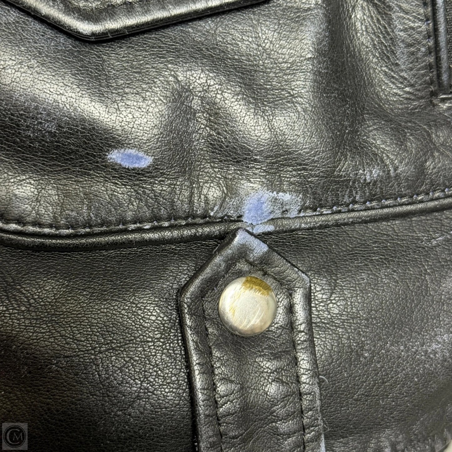 Leather Biker Jacket With Studs By Diesel In Black, Size: M