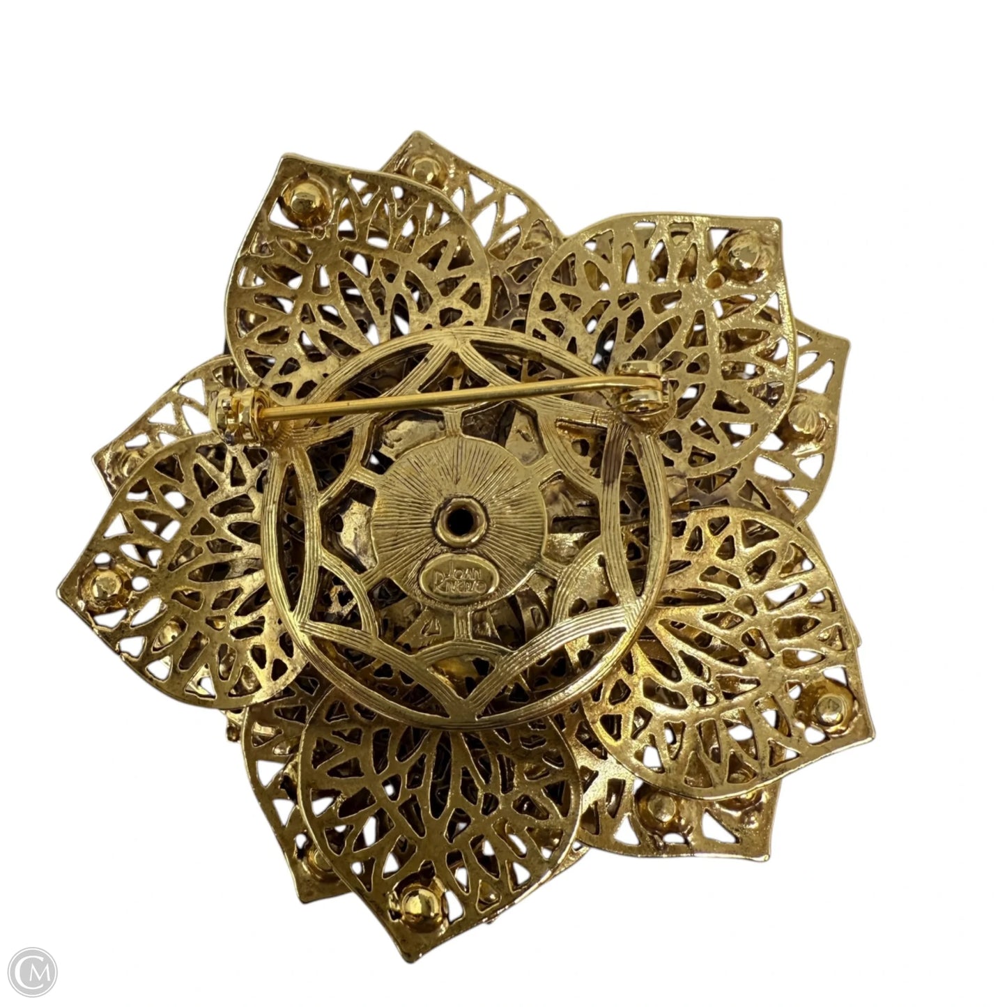 Vintage Gold Filigree Swarovski Crystal Flower Brooch Pin By Joan Rivers