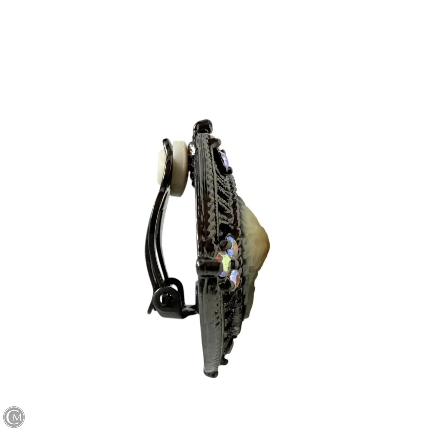 Vintage Cameo & Crystal Clip Earrings By Joan Rivers