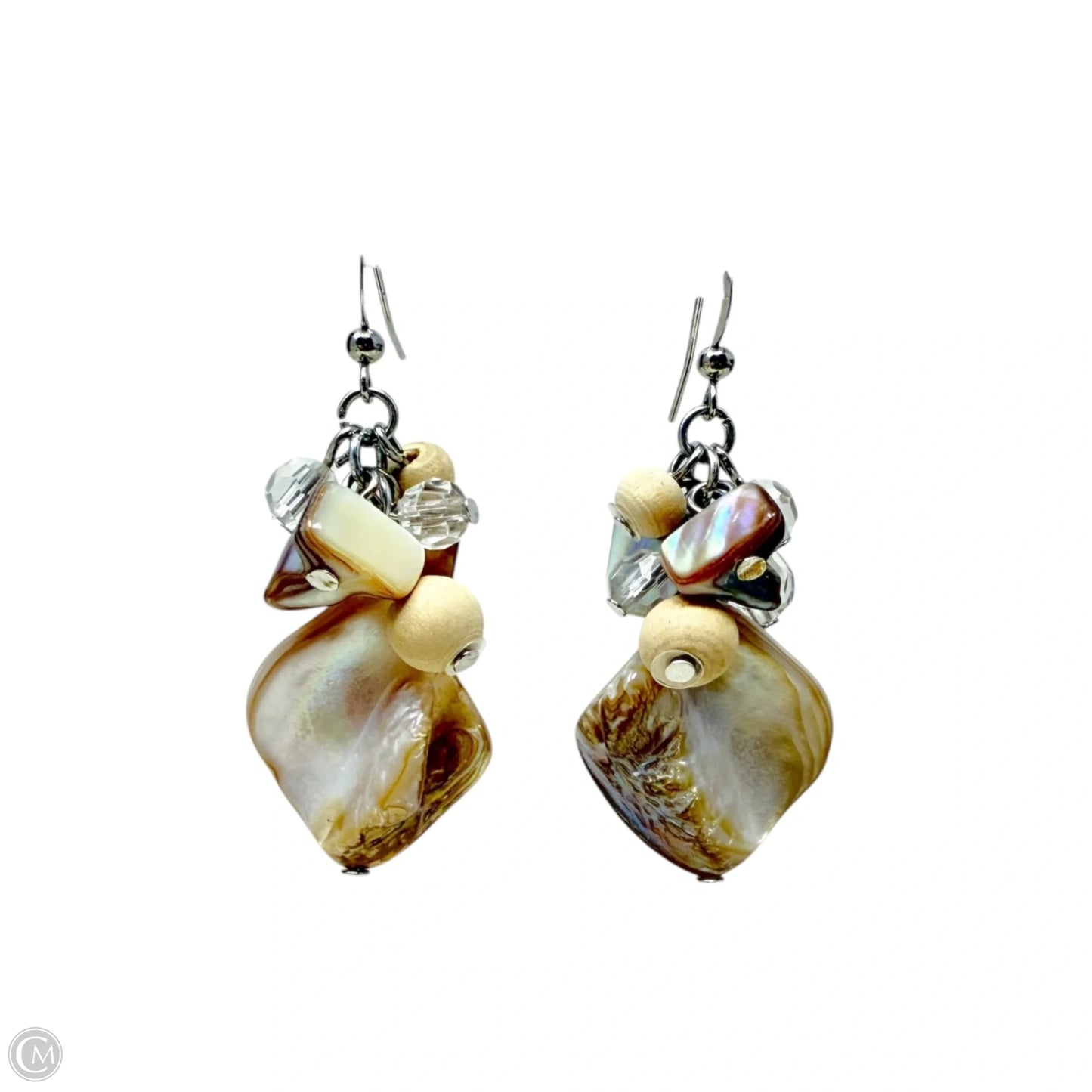 Mother Of Pearl Shell & Bead Dangle Earrings