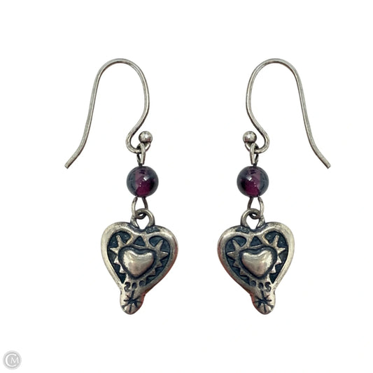 Sterling Silver Beaded Heart Dangle Earrings