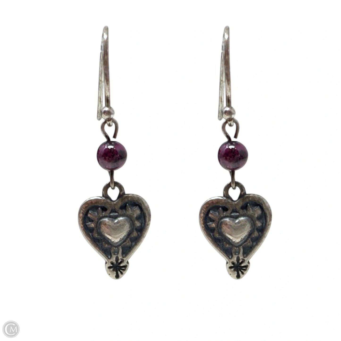 Sterling Silver Beaded Heart Dangle Earrings