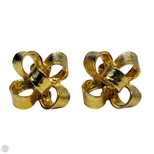Vintage Textured Ribbon Bow Clip Earrings By Kenneth Jay Lane
