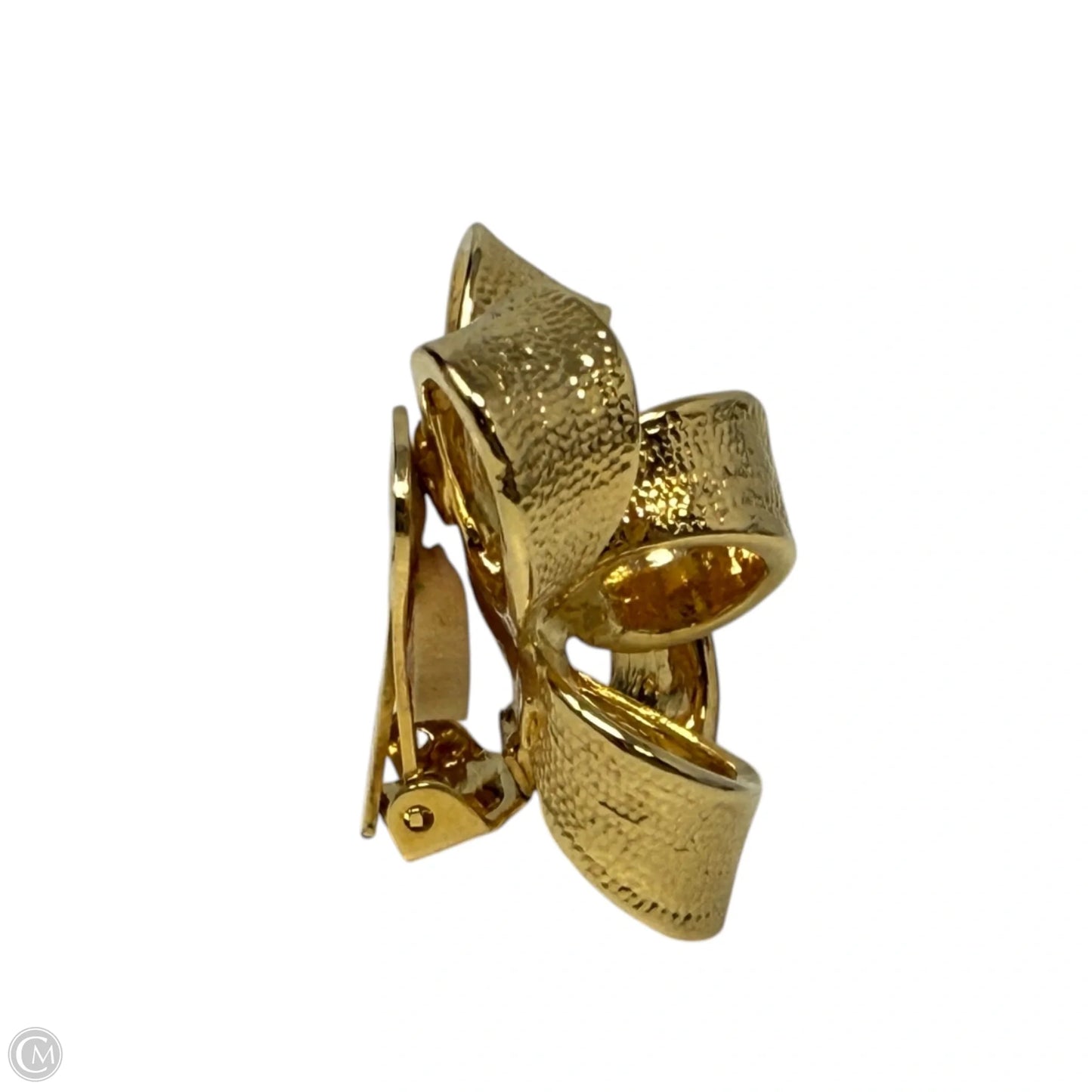 Vintage Textured Ribbon Bow Clip Earrings By Kenneth Jay Lane