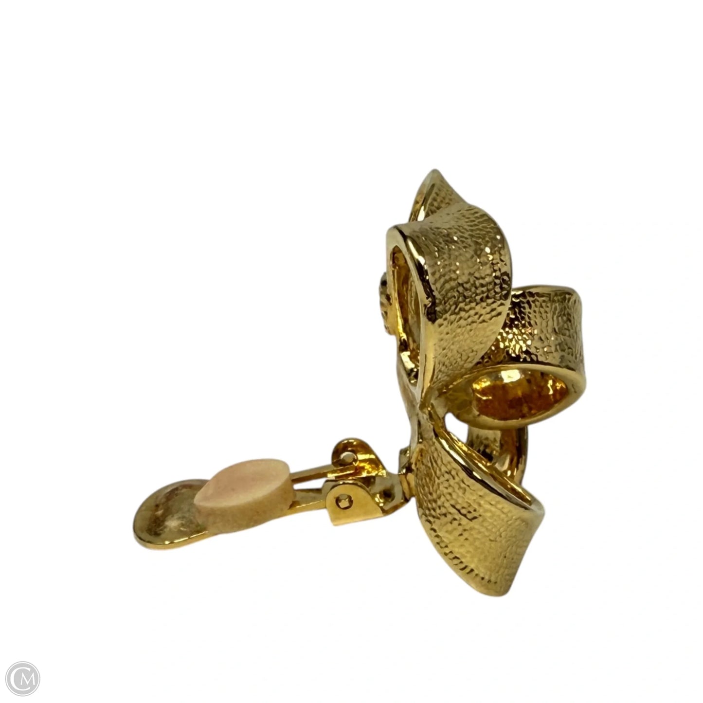 Vintage Textured Ribbon Bow Clip Earrings By Kenneth Jay Lane