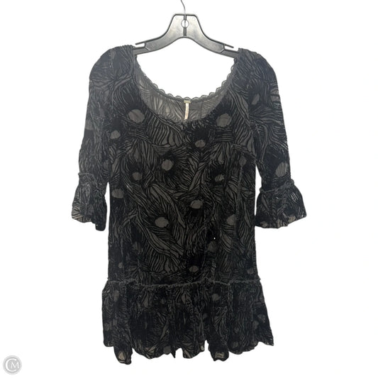 Velvet Burnout Peacock Top Short Sleeve By Free People In Black, Size: Xs