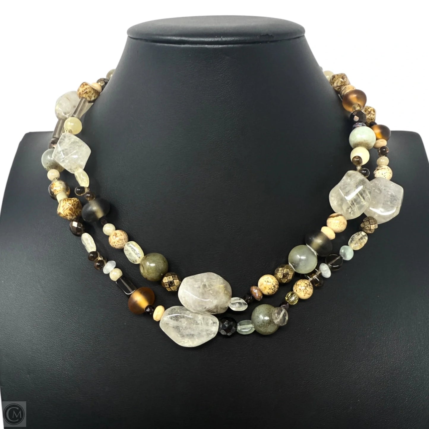 Layered Multi-Stone Beaded Necklace With S Hook Clasp