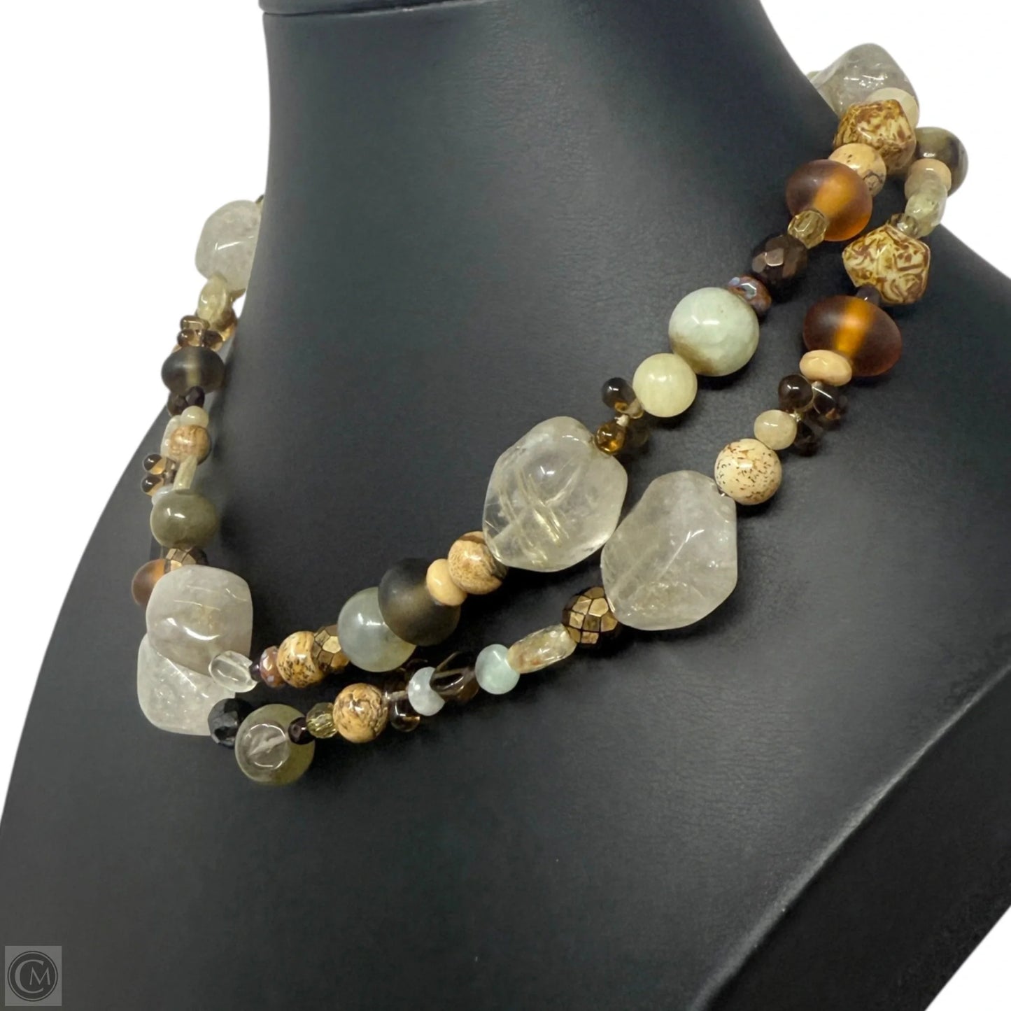 Layered Multi-Stone Beaded Necklace With S Hook Clasp
