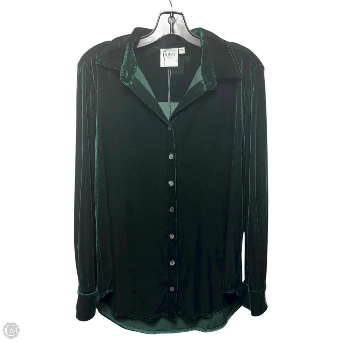 Finley Mini Monica Velvet Shirt By Finley In Emerald Green, Size: S
