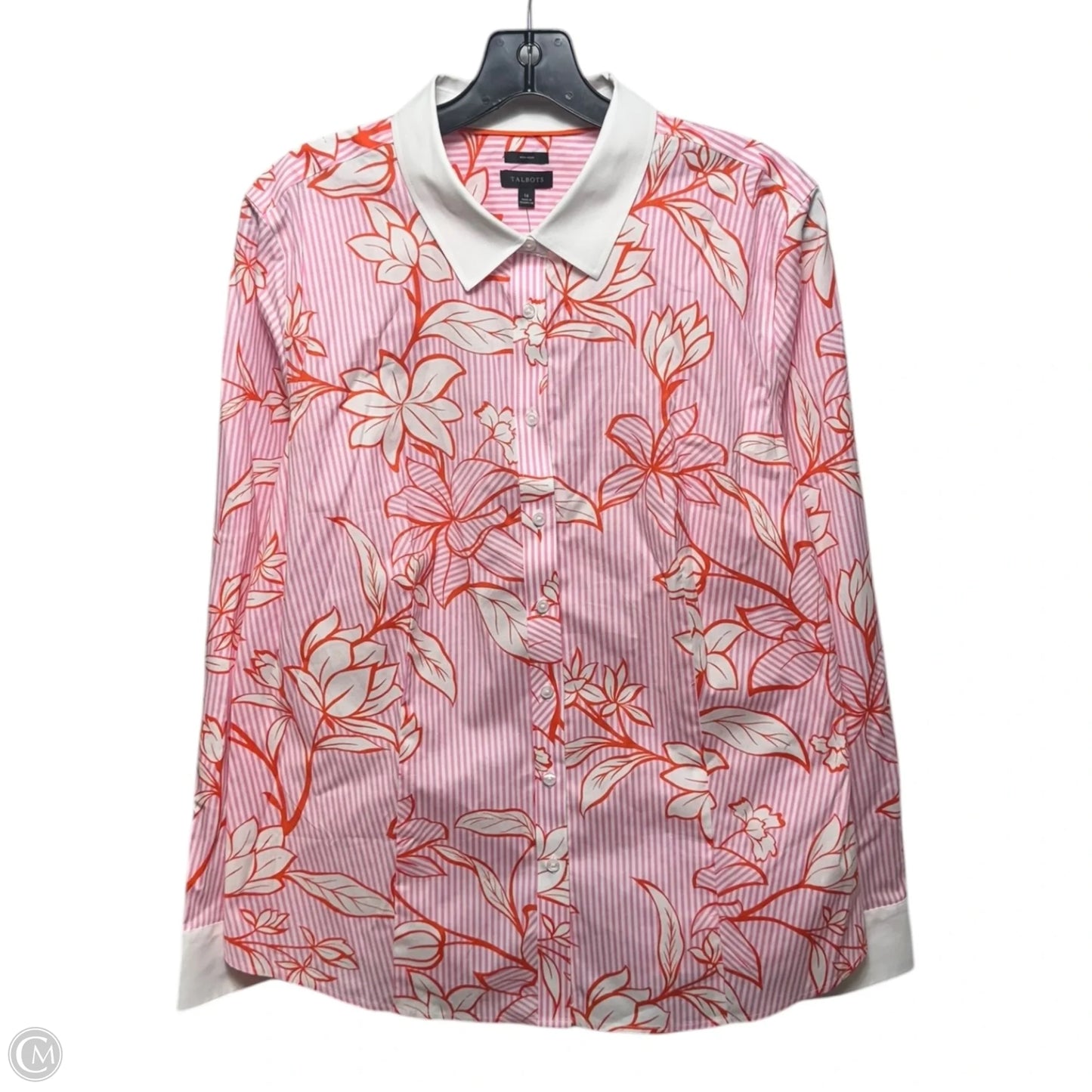 Non-Iron Top Long Sleeve By Talbots In Pink, Size: 16