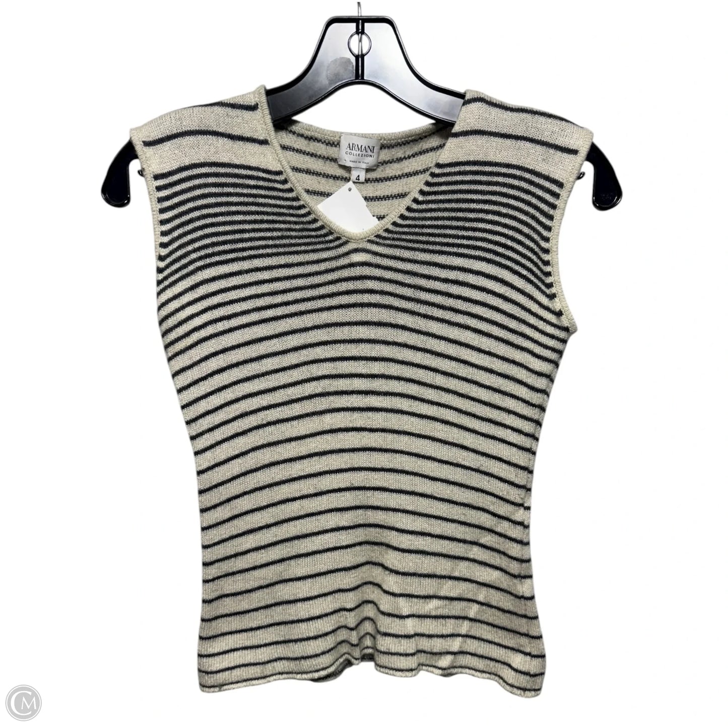 Vintage Wool Blend Top Sleeveless By Armani Collezoni In Striped Pattern, Size: 4