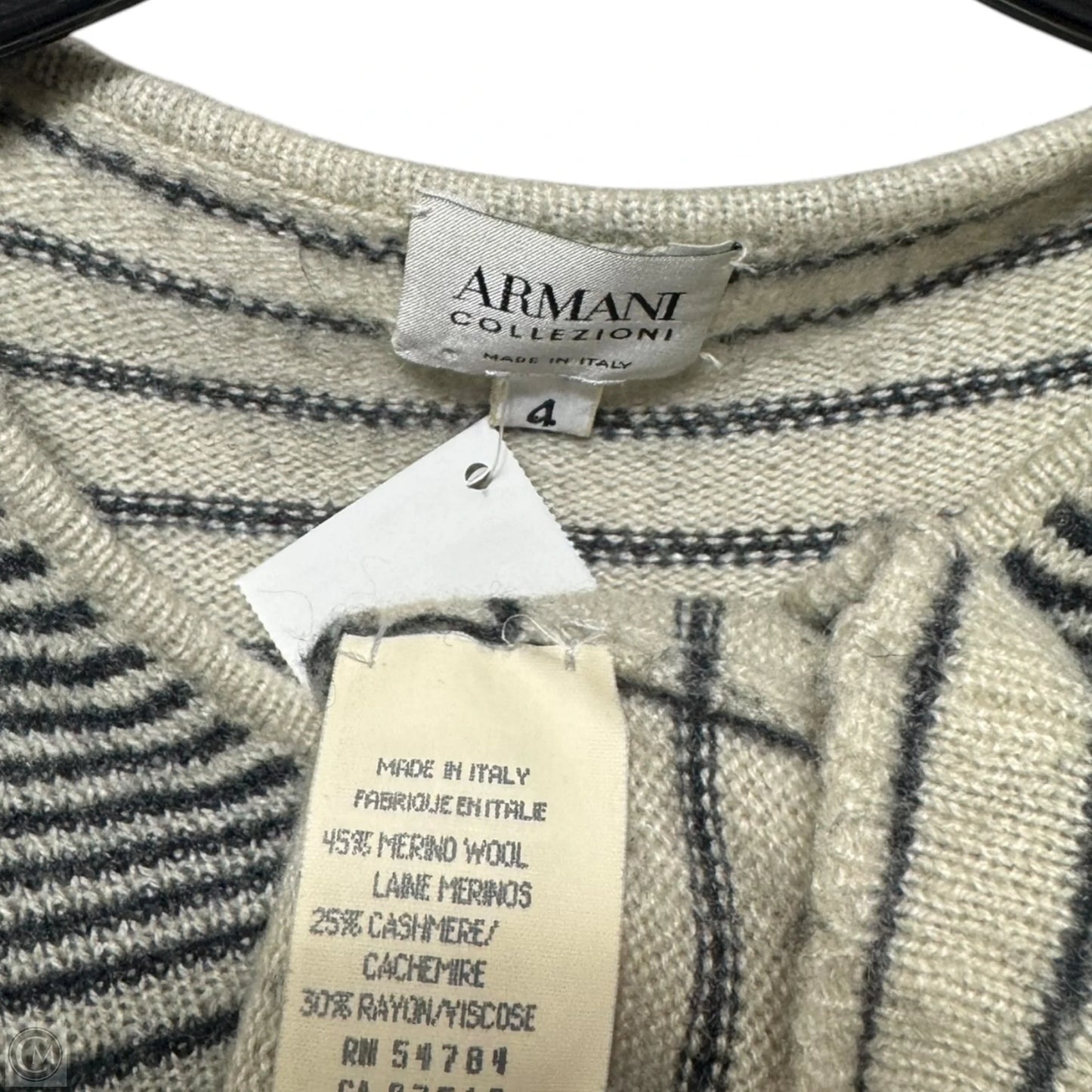 Vintage Wool Blend Top Sleeveless By Armani Collezoni In Striped Pattern, Size: 4