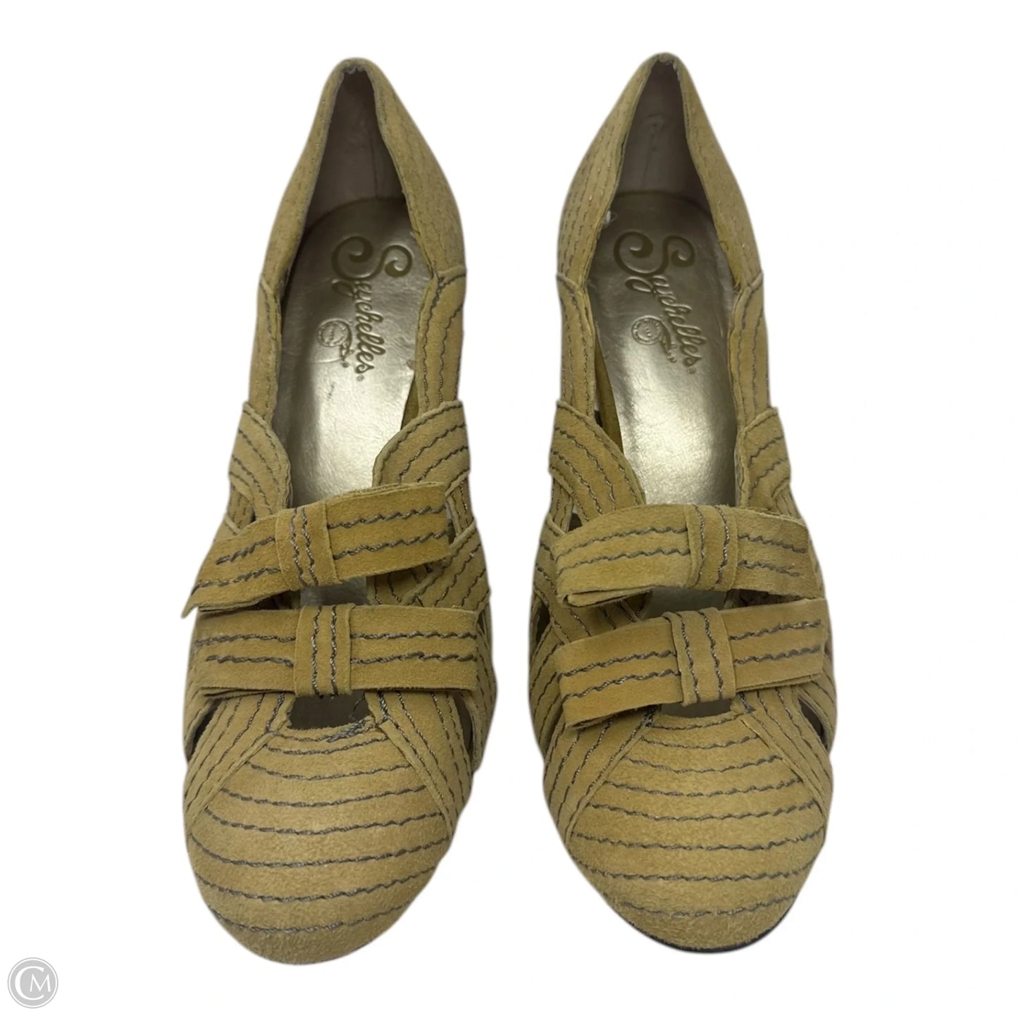 Suede Shoes Heels Block By Seychelles In Yellow, Size: 7.5