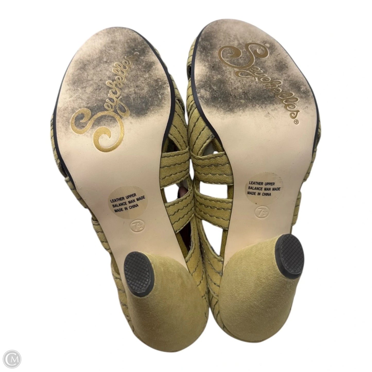 Suede Shoes Heels Block By Seychelles In Yellow, Size: 7.5