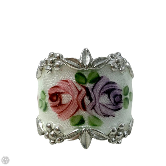 Vintage Sterling Silver Guilloche Enamel Ring By Joseph Esposito, Size: 7