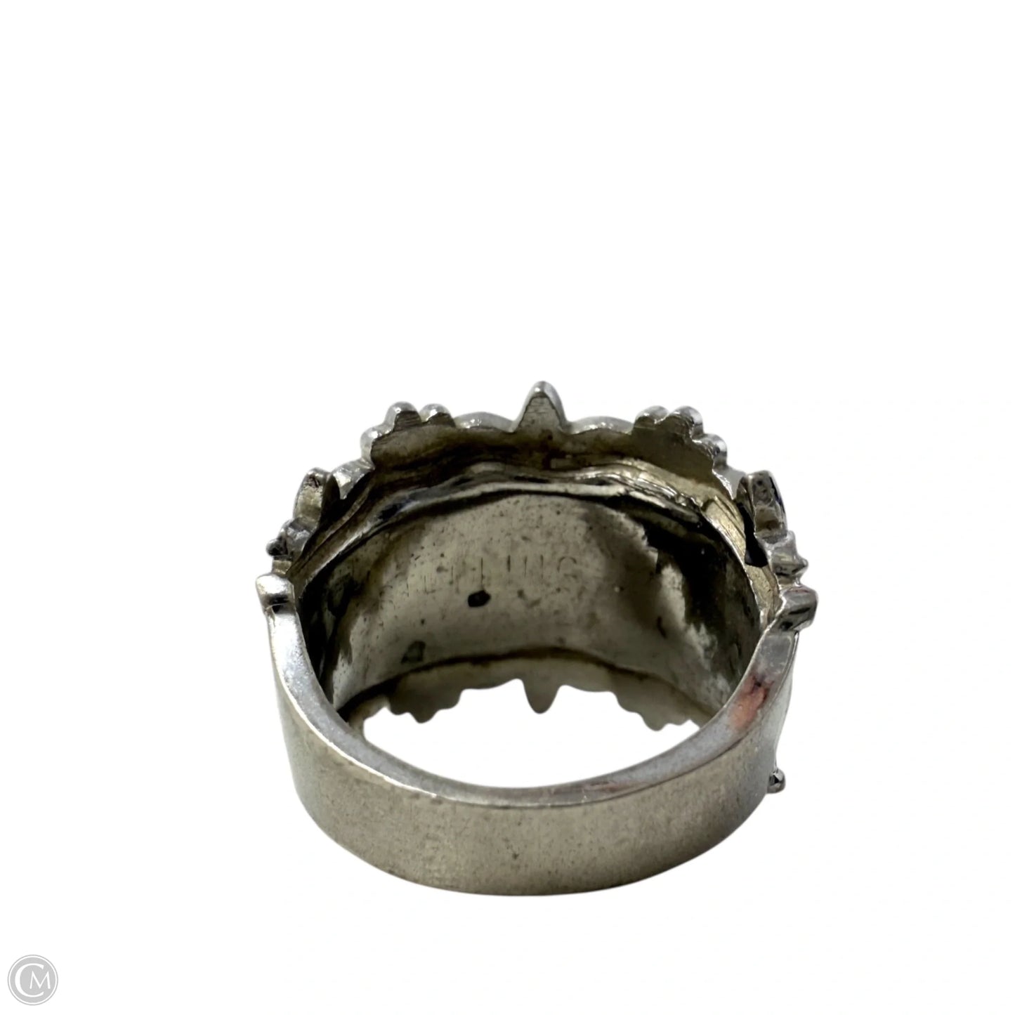 Vintage Sterling Silver Guilloche Enamel Ring By Joseph Esposito, Size: 7