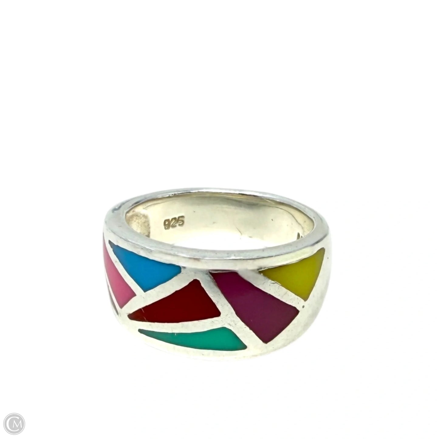 Native Sterling Silver & Multicolor Stone Inlay Ring, Size: 6
