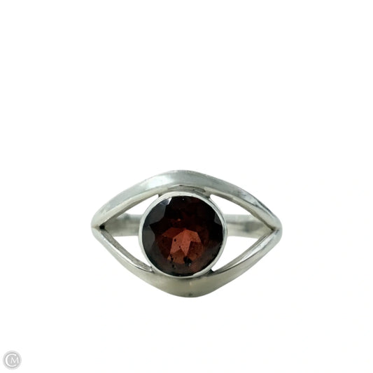 Sterling Silver & Faceted Garnet Ring, Size: 5.5