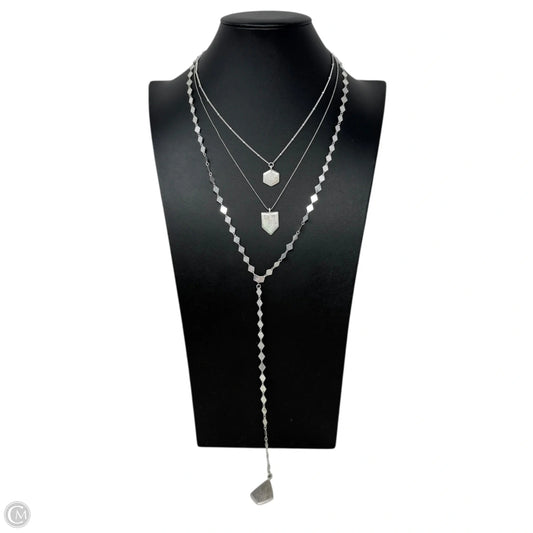 Layered Silver Tone Geometric Lariat Necklace Chain By Chicos
