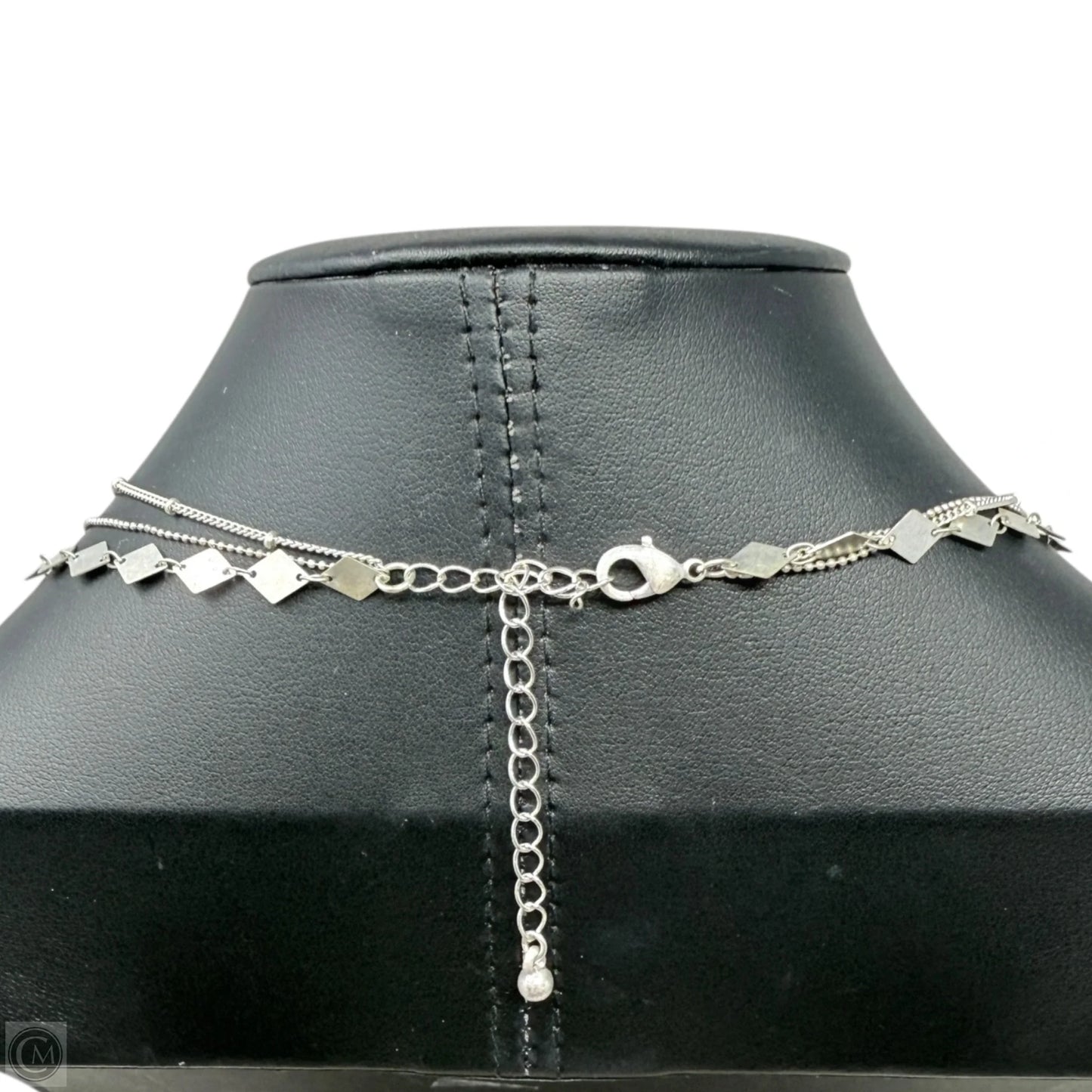 Layered Silver Tone Geometric Lariat Necklace Chain By Chicos