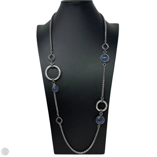Silvertone & Blue Simulated Lapis Stones Station Necklace By Chicos