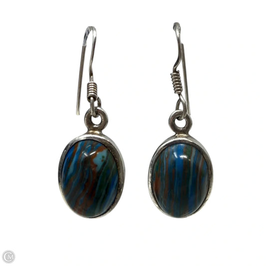 Sterling Silver & Rainbow Calsilica Stone Dangle Earrings