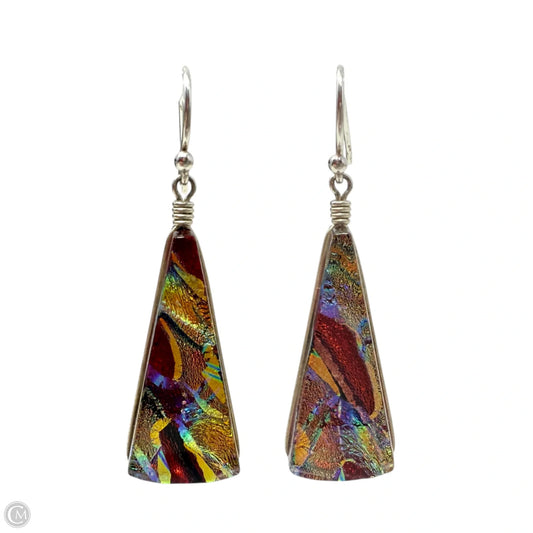 Sterling Silver Dichroic Glass Rainbow Dangle Earrings
