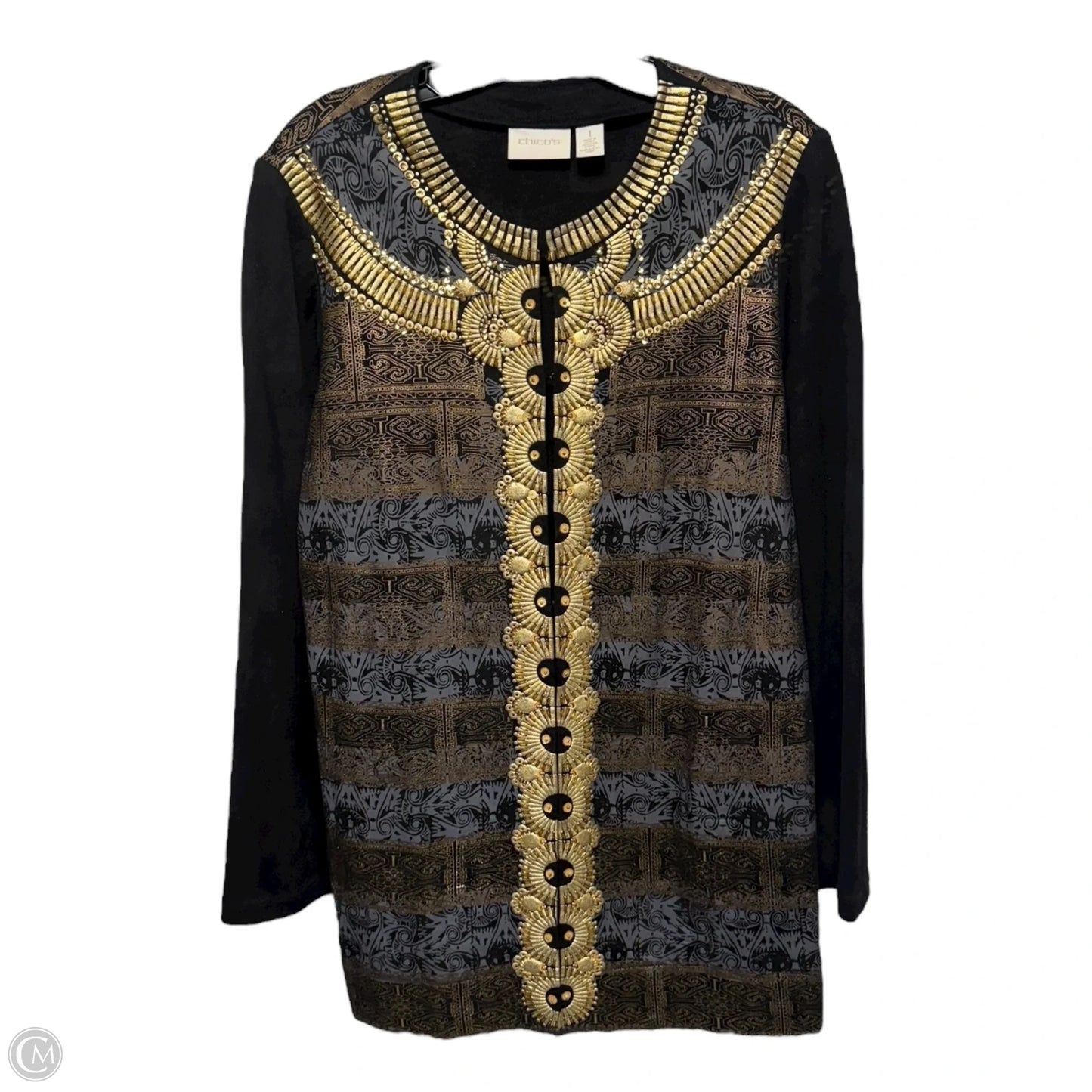 Jacket Other By Chicos In Black & Gold, Size: 8