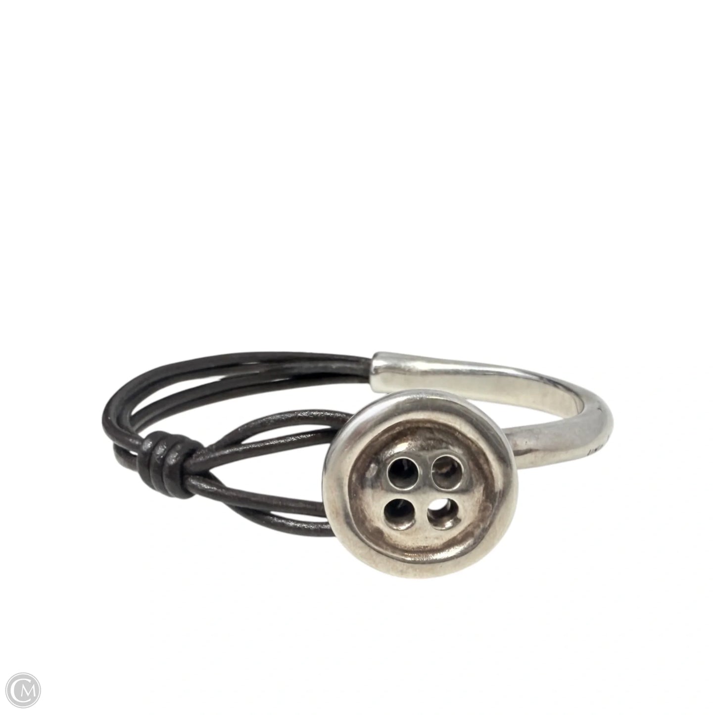 My Button Sterling Silver Plated & Leather Bracelet By Uno De 50