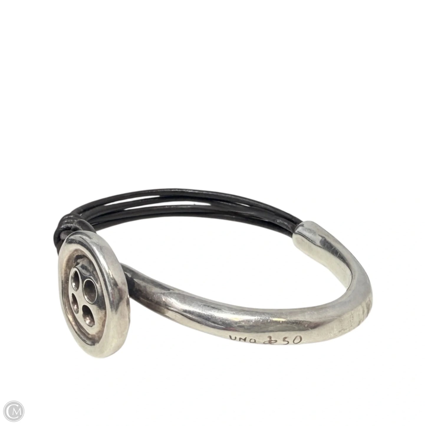 My Button Sterling Silver Plated & Leather Bracelet By Uno De 50