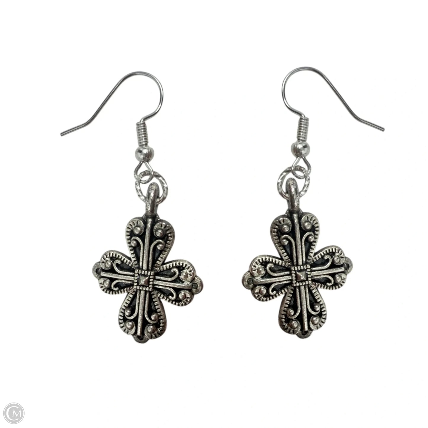Silver Tone Filigree Cross Earrings Dangle/drop By Clothes Mentor