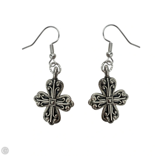 Silver Tone Filigree Cross Earrings Dangle/drop By Clothes Mentor