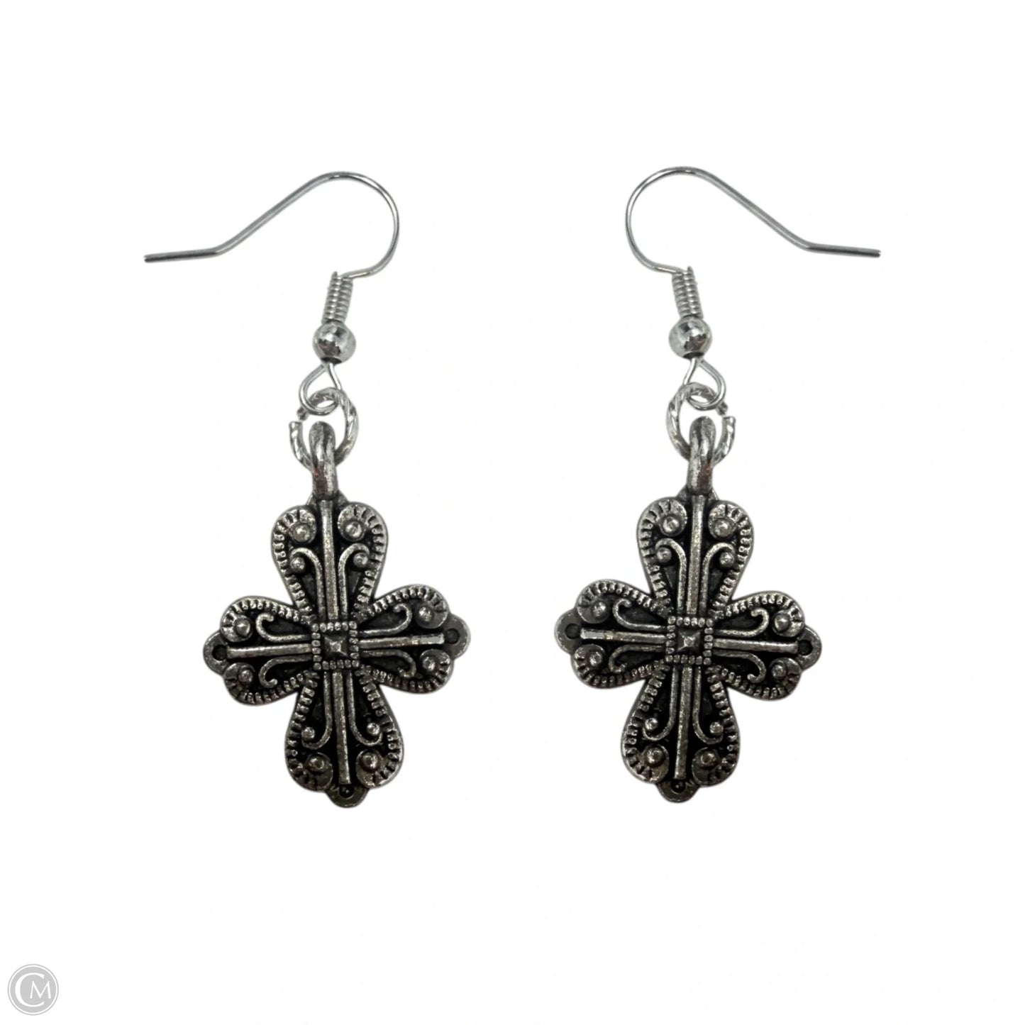 Silver Tone Filigree Cross Earrings Dangle/drop By Clothes Mentor