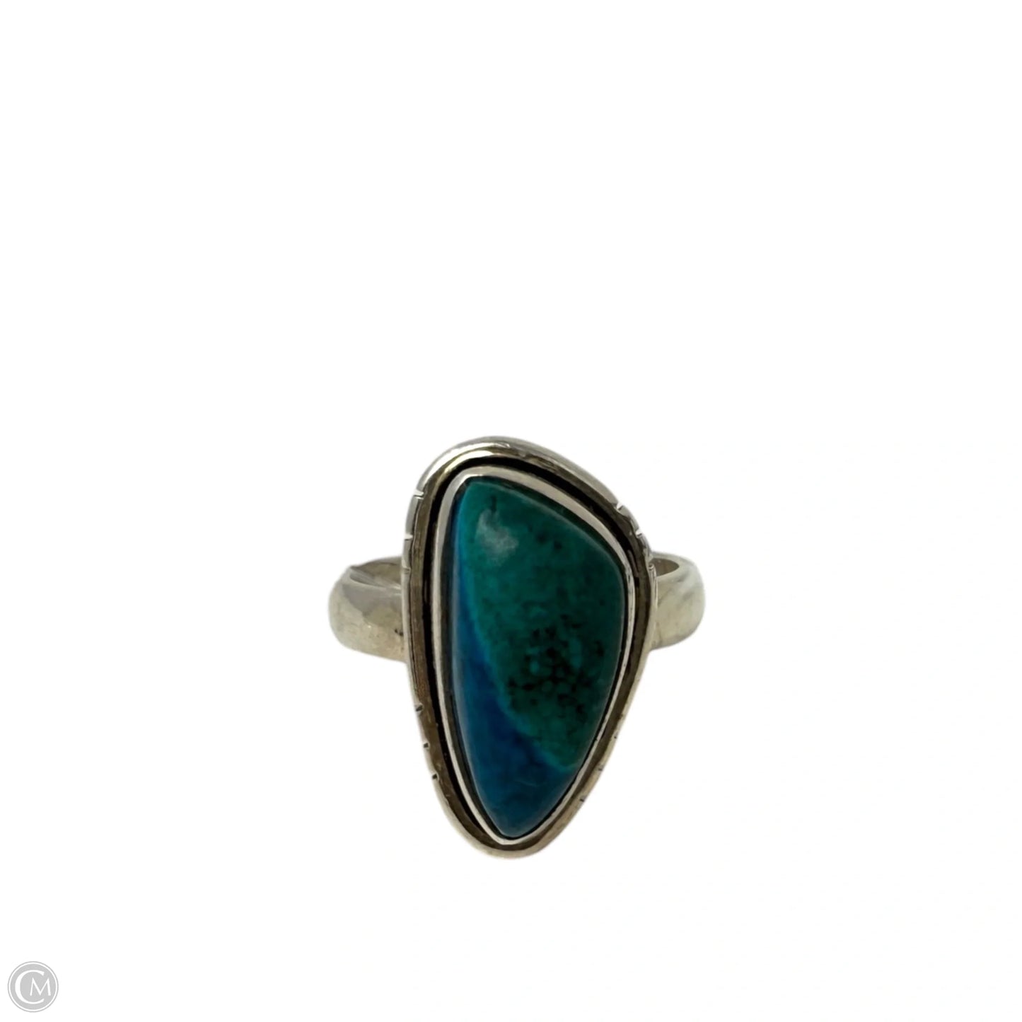 Sterling Silver & Blue Stone Ring, Size: 7.5
