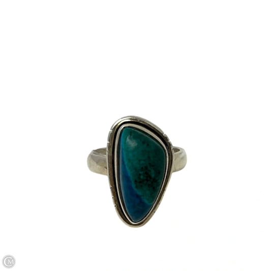 Sterling Silver & Blue Stone Ring, Size: 7.5