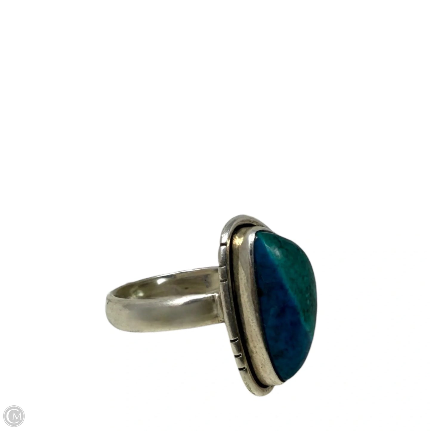Sterling Silver & Blue Stone Ring, Size: 7.5