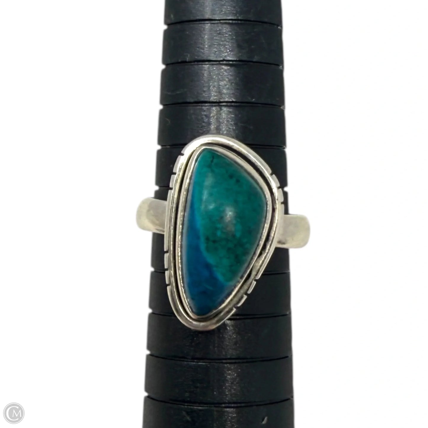 Sterling Silver & Blue Stone Ring, Size: 7.5