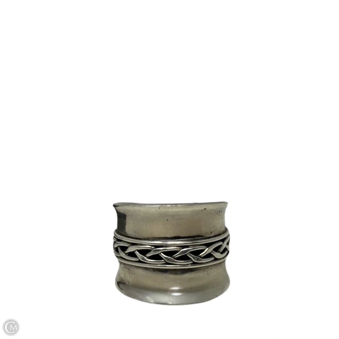 Sterling Silver Cigar Band With Braided Detail, Size: 9