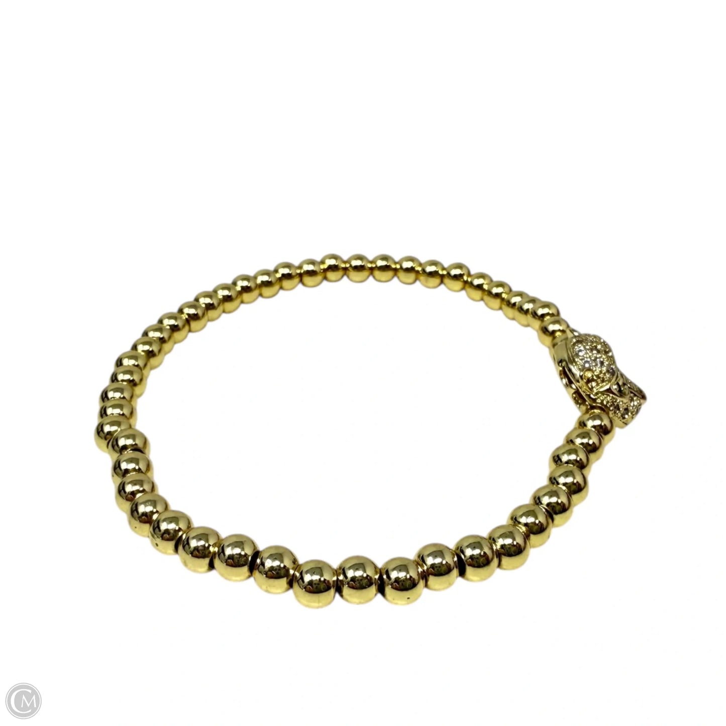 Gold Tone Beaded Panther Head Charm Stretch Bracelet  By Clothes Mentor