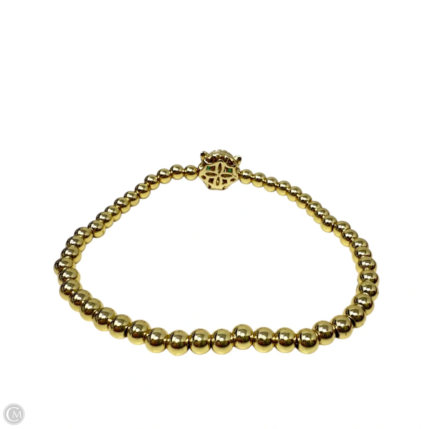 Gold Tone Beaded Panther Head Charm Stretch Bracelet  By Clothes Mentor