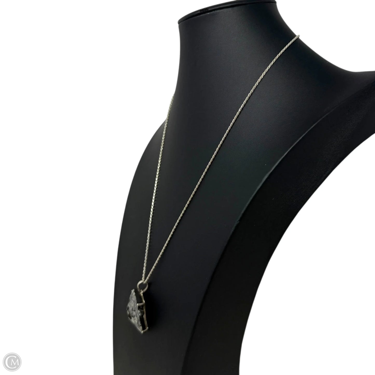 Italian Sterling Silver Rope Chain & Astrophyllite Stone Pendant Necklace