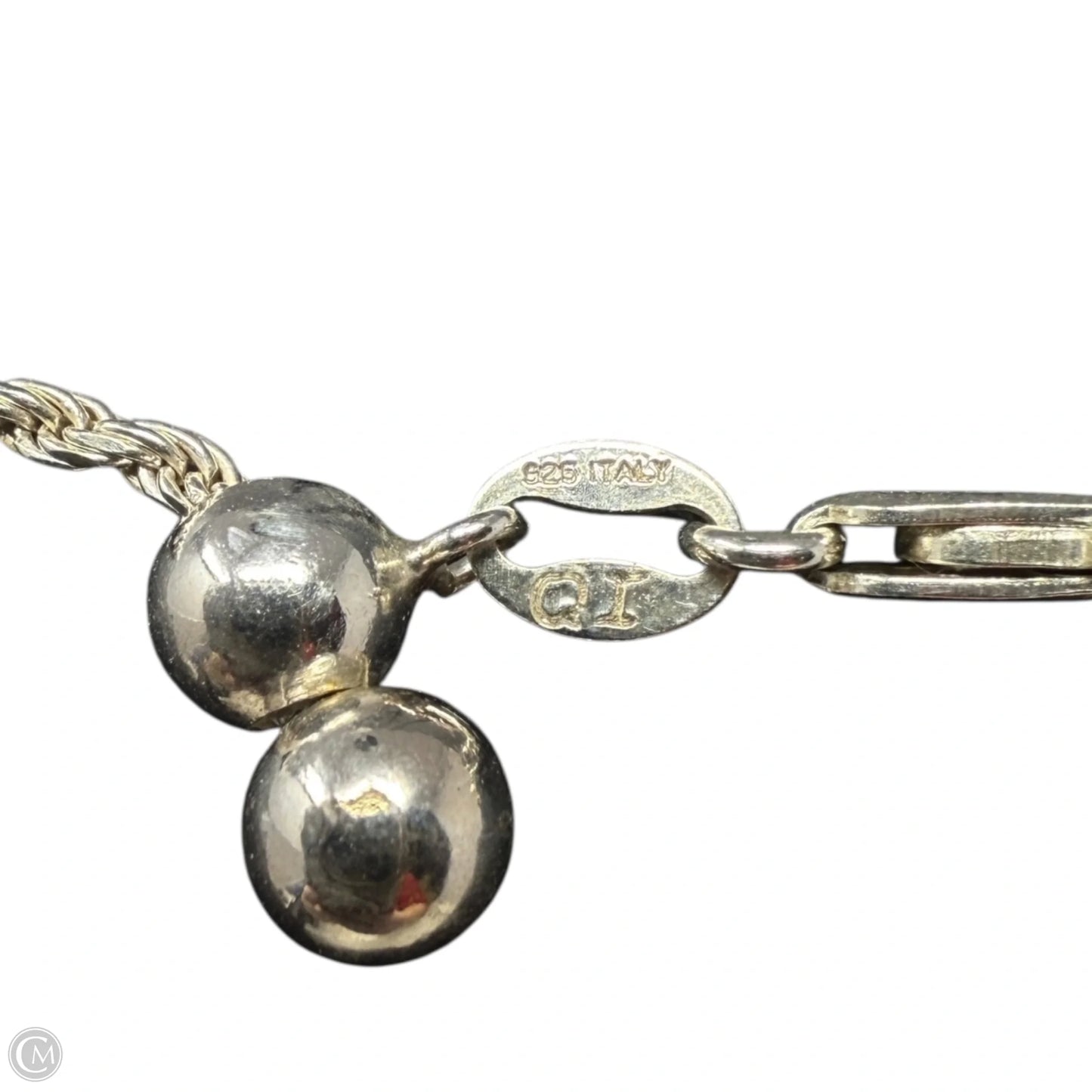 Italian Sterling Silver Rope Chain & Astrophyllite Stone Pendant Necklace